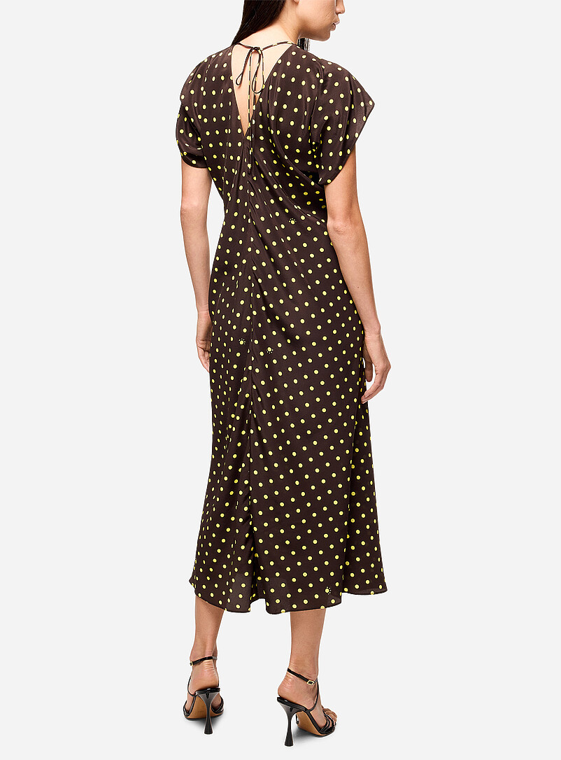 Yellow polka dots espresso silk midi dress product image 3