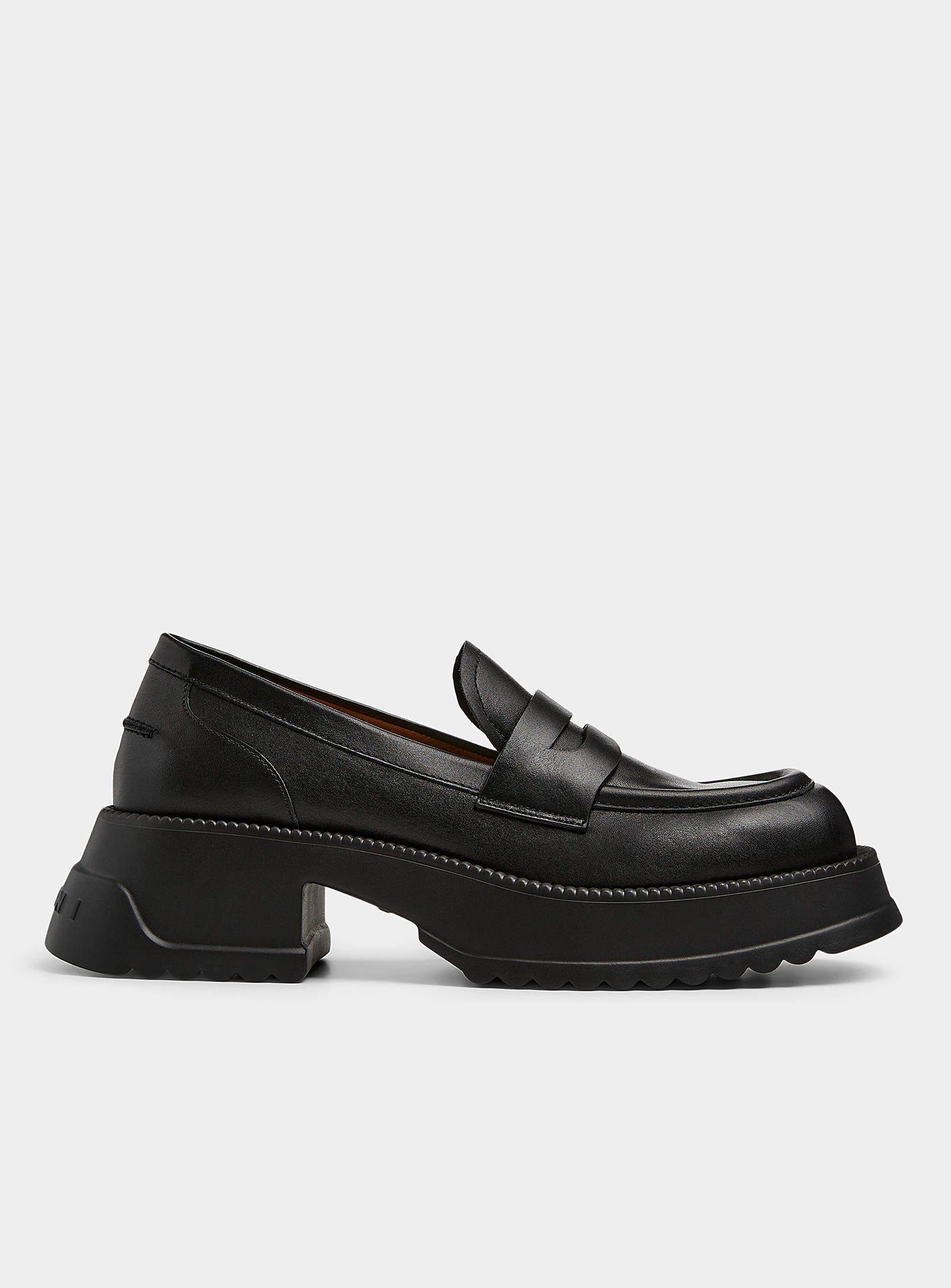 Shop Marni Ebony Platform Penny Loafers Women In Black