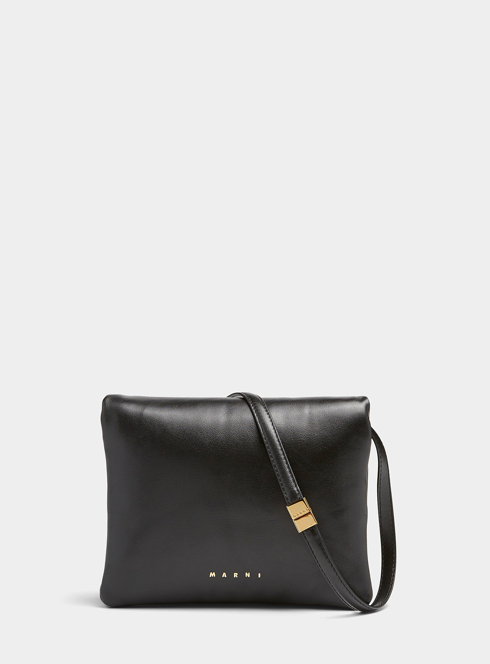 Marni Prisma Padded Leather Clutch In Black