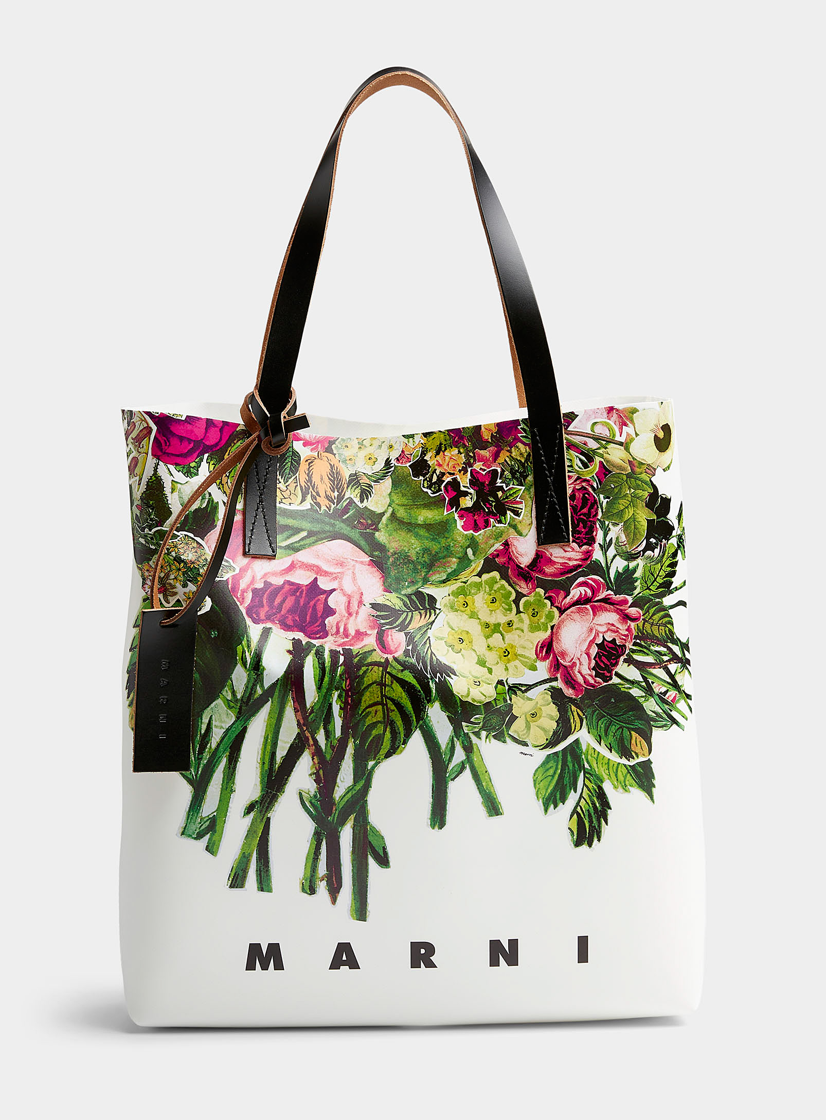 Shop Marni Tribeca Mystical Bloom Tote Bag In Patterned White