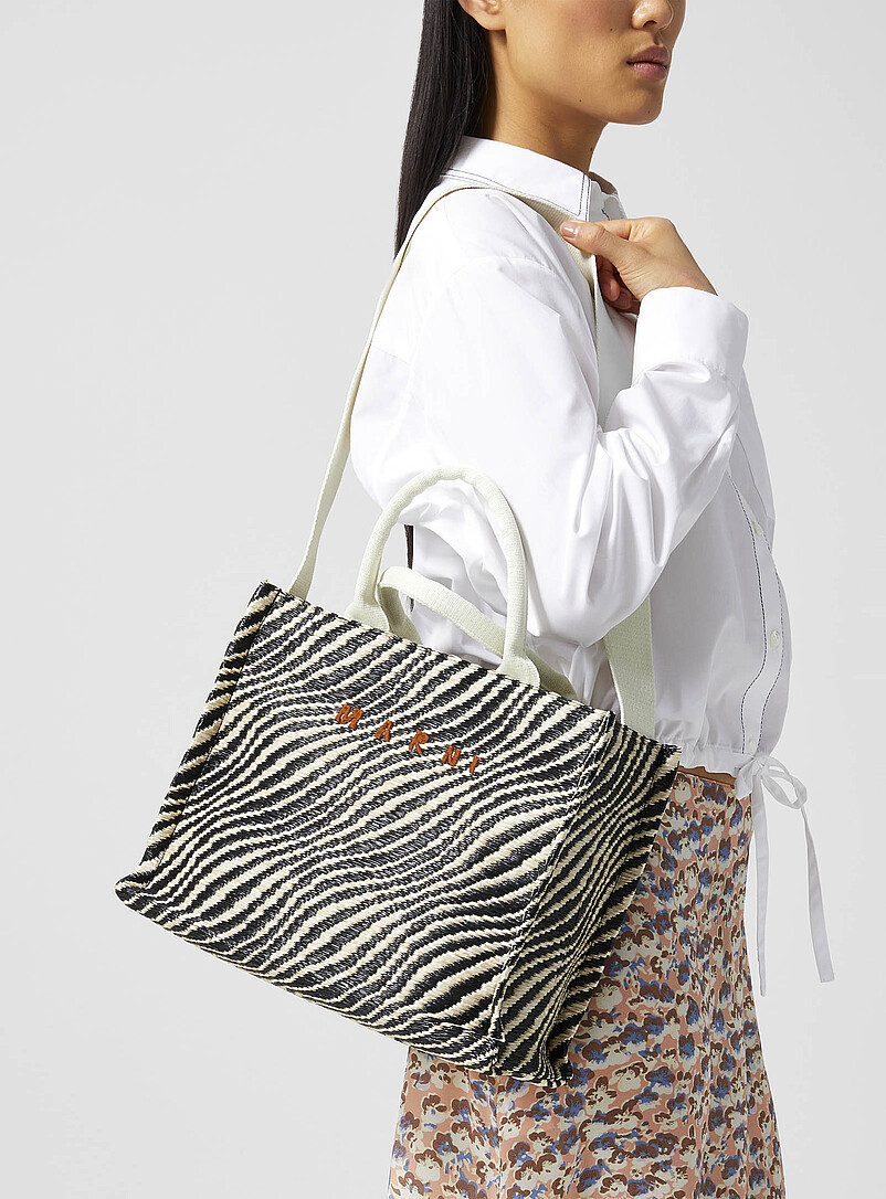 Little Striped Straw Tote