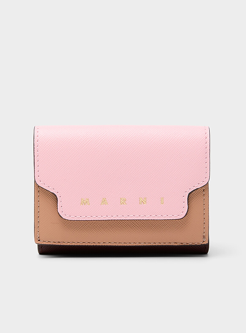 Tricolour Leather Folded Wallet
