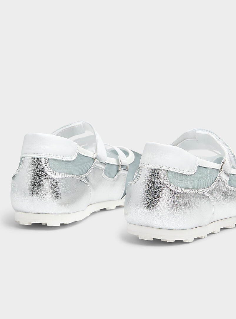 Silver leather soccer ballet flat sneaker product image 2
