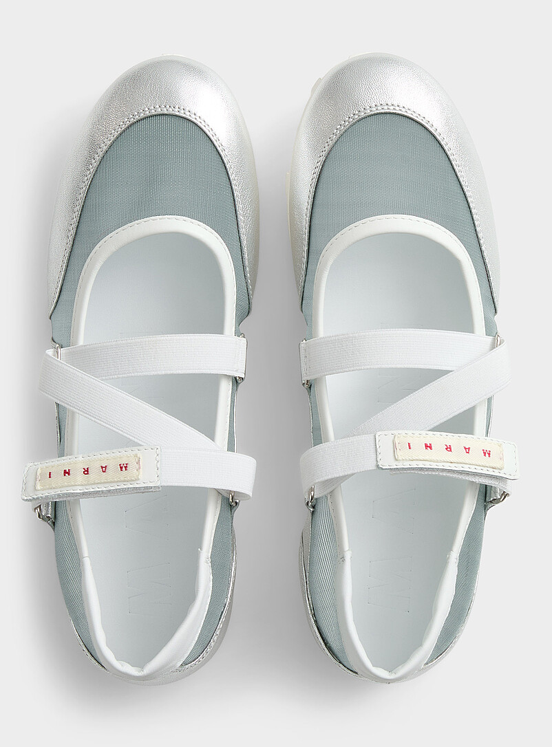 Silver leather soccer ballet flat sneaker product image 3