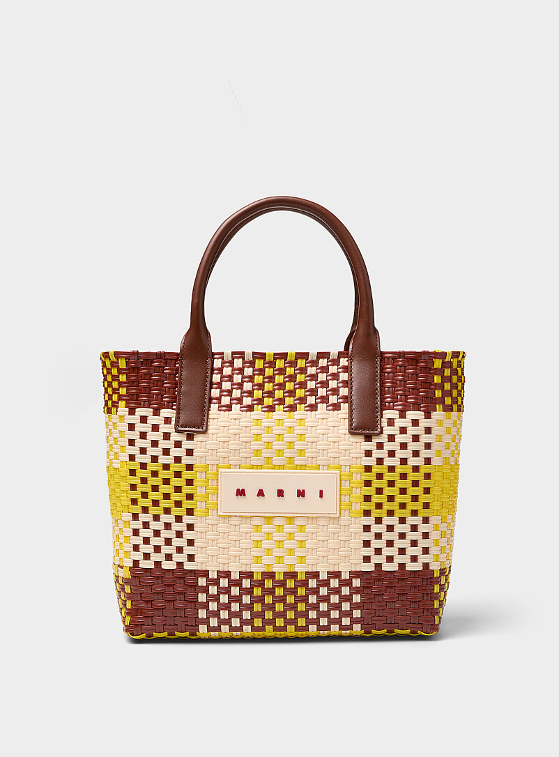 Colourful Basket-Knit Tote Bag