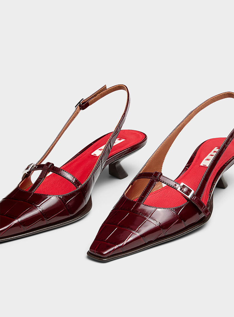 Kathy croc-effect leather slingback pumps Women product image 2