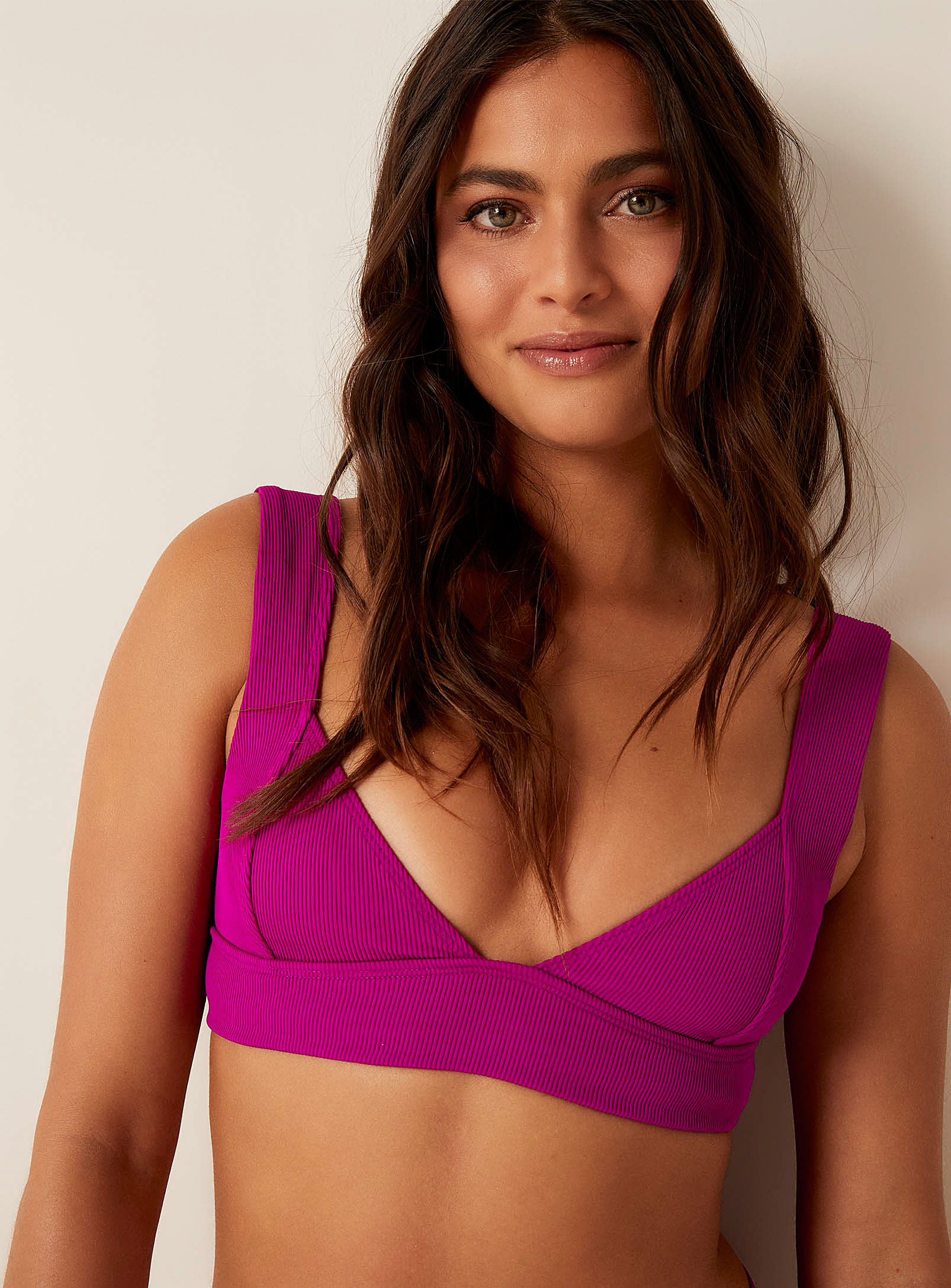 L*Space - Women's Hailey berry-pink ribbed triangle bralette