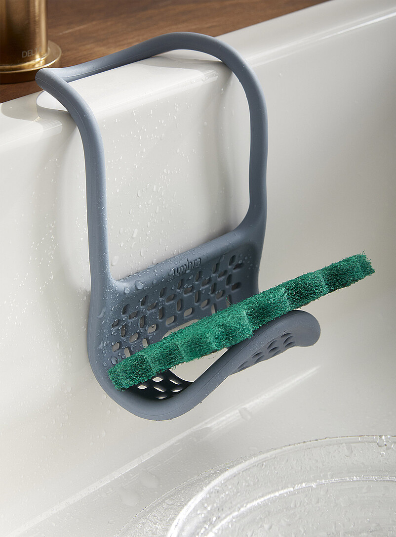 Umbra Slate Blue Flexible kitchen sink sponge holder