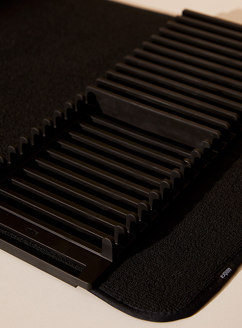Umbra: Le tapis de s&eacute;chage &agrave; vaisselle uni avec support Noir