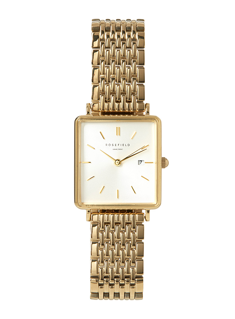 Rosefield Golden Yellow Boxy golden watch for women