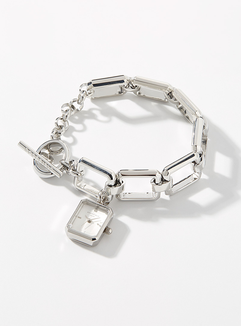 Rosefield Silver Octagonal chain watch for women