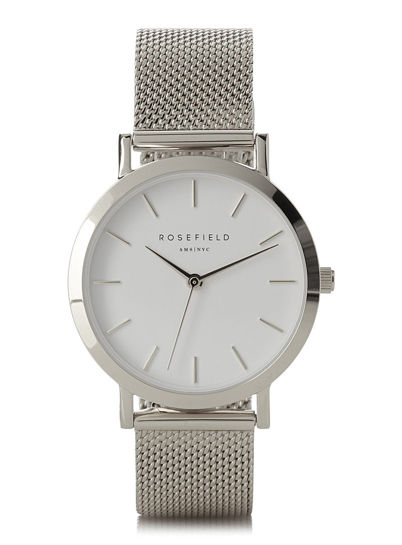 Rosefield: La montre filet Tribeca Argent pour femme