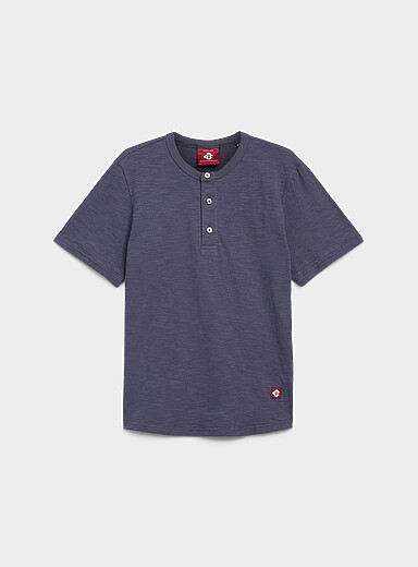 Outclass Grey Slub jersey Henley T-shirt for men