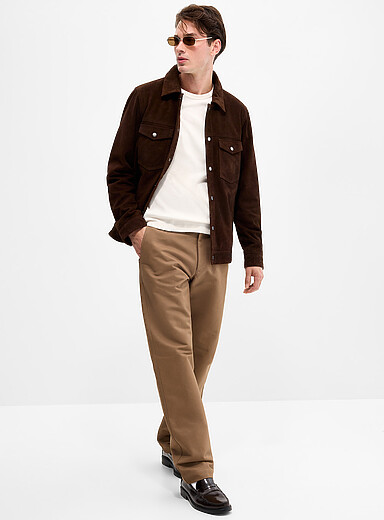 Outclass Camel Amber structured chinos <b>Straight fit</b> for men