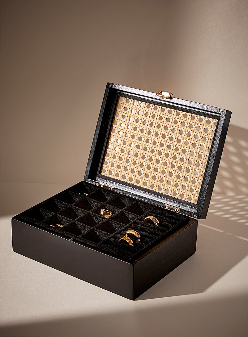 Simons Maison Black Rattan accent jewellery box