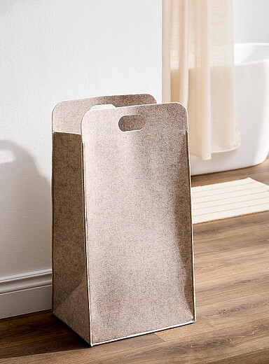 Taupe felted laundry basket