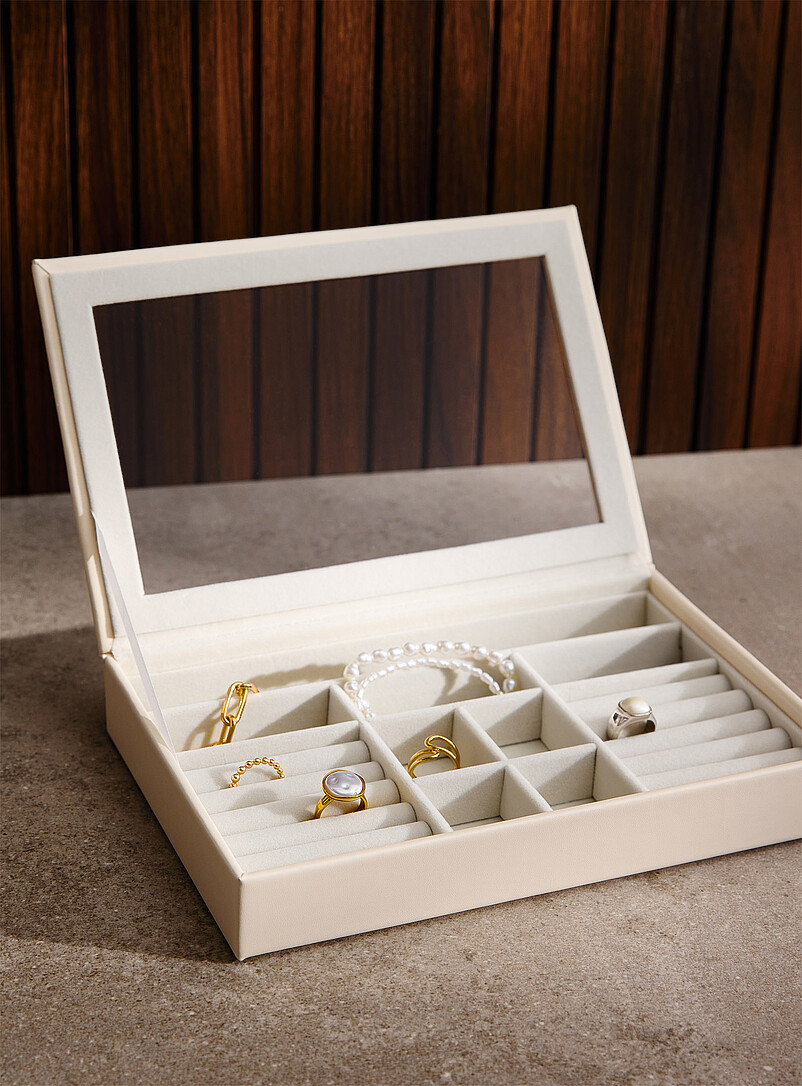 Rectangular faux-leather jewellery box product image (primary)
