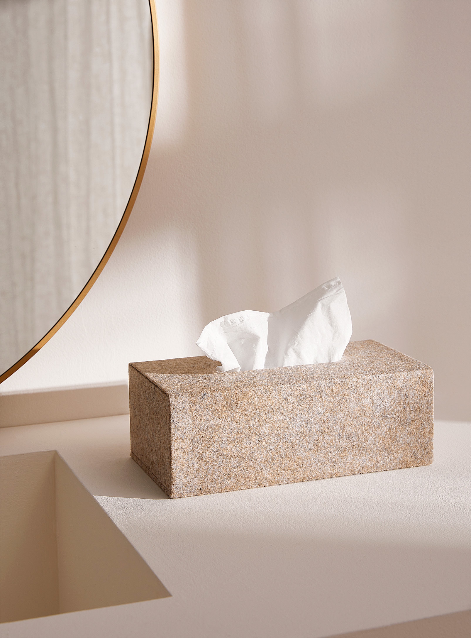 Simons Maison Taupe Felted Tissue Box In Light Brown