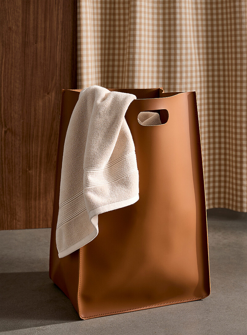 Faux-leather laundry basket product image (primary)