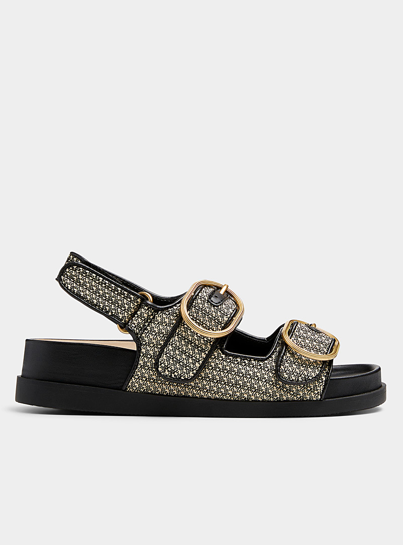 Dolce Vita Black Starlan golden buckles woven platform sandals Women for women