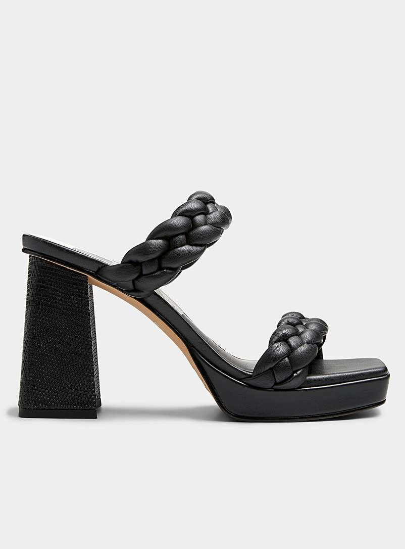 Dolce Vita Black Ashby braided straps heeled platform sandals Women for women