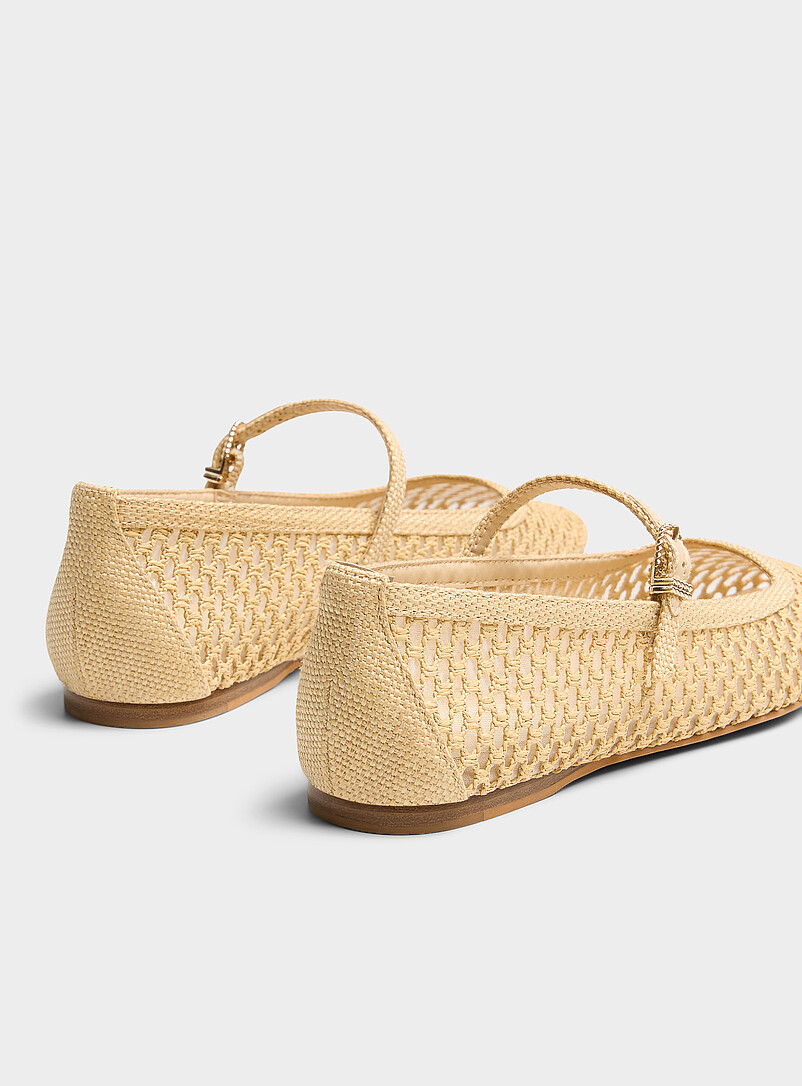 Dolce Vita: La ballerine filet raphia Reyes Femme Ivoire - Beige cr&egrave;me pour femme