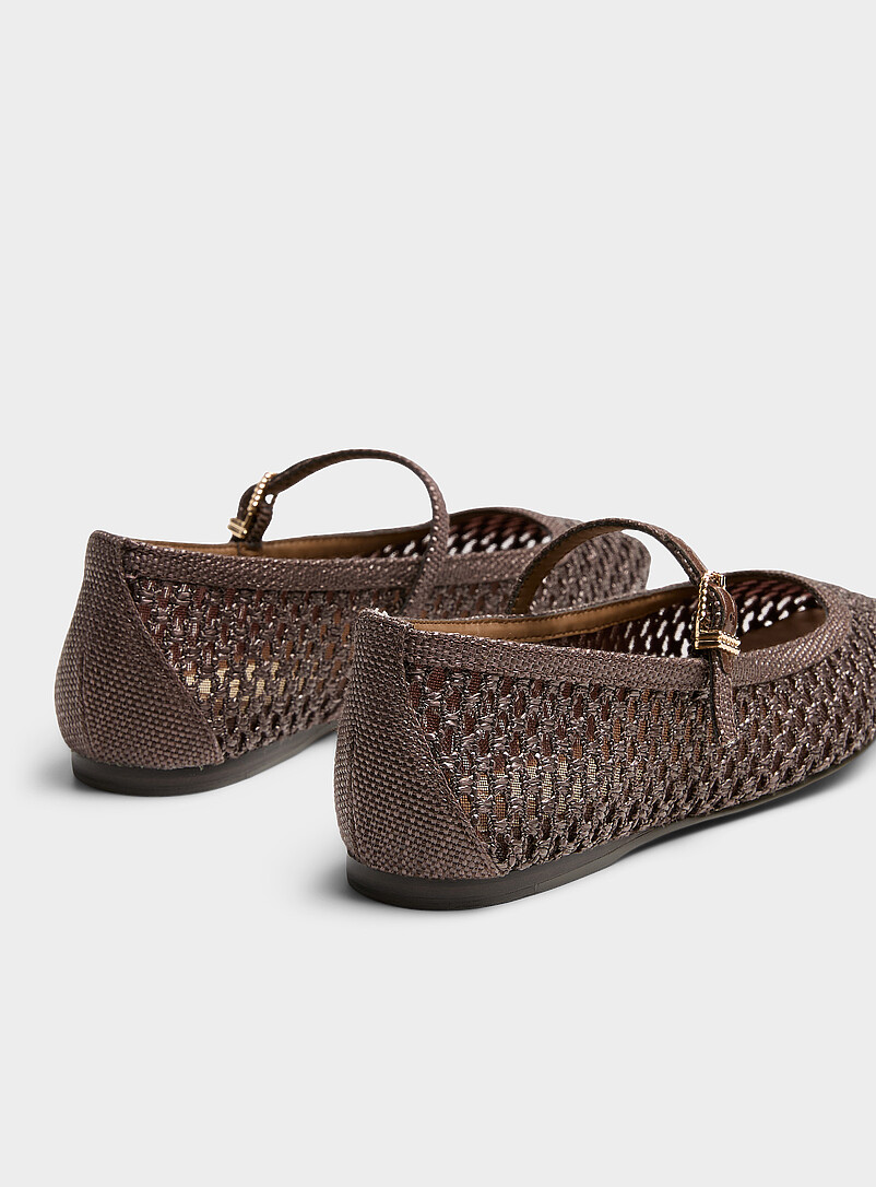 Dolce Vita: La ballerine filet raphia Reyes Femme Ivoire - Beige cr&egrave;me pour femme