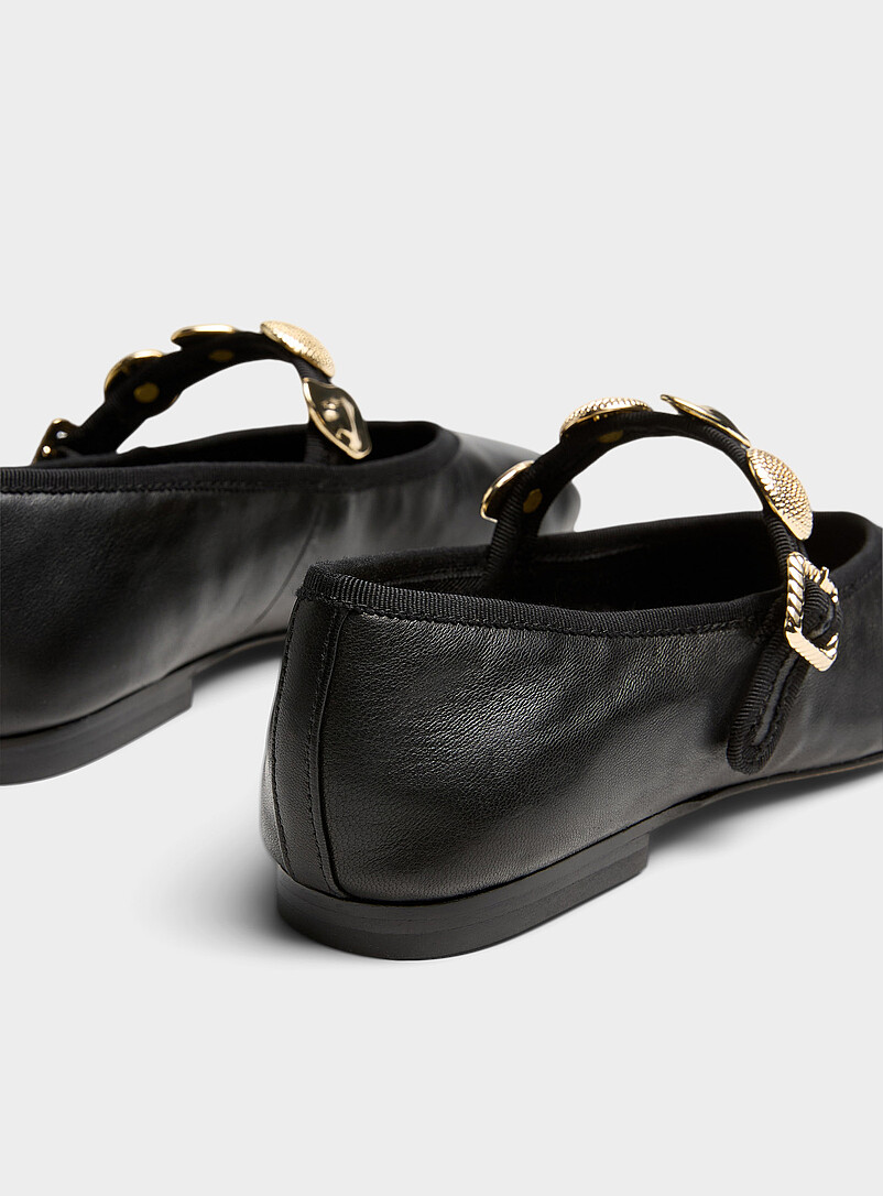 Dolce Vita: La ballerine Mary Jane cuir bijoux dor&eacute;s Relan Femme Noir pour femme