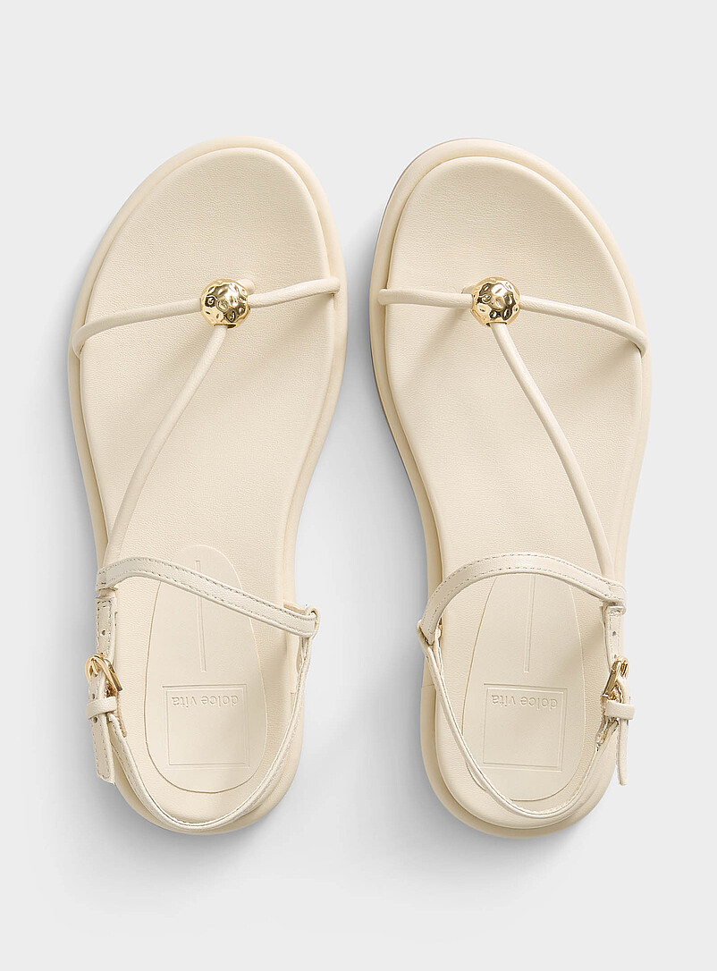 Dolce Vita Ivory/Cream Beige Deane gold bead straps sandals Women for women