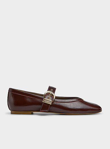Mikel plum leather Mary Jane ballet flats Women