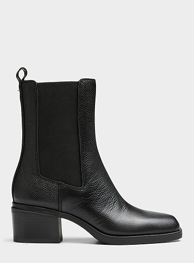 Dolce Vita Black Zyndia H20 pebbled leather block-heel boots Women for women