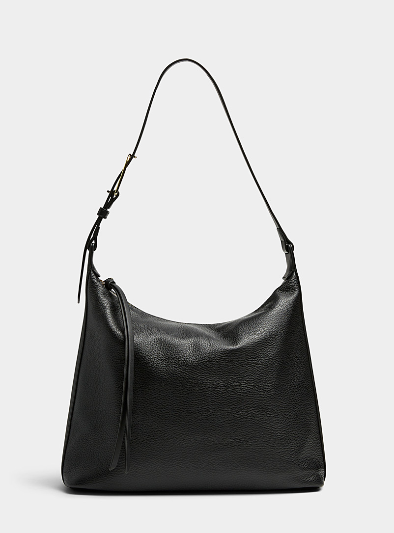 Dolce Vita: Le sac besace minimaliste cuir grenu Hana Noir pour femme