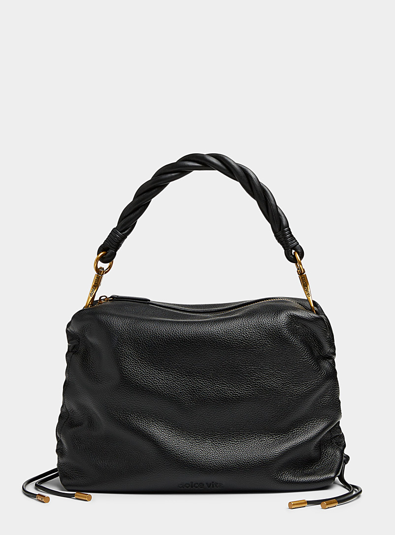 Dolce Vita Black Preston gathered leather bag for women
