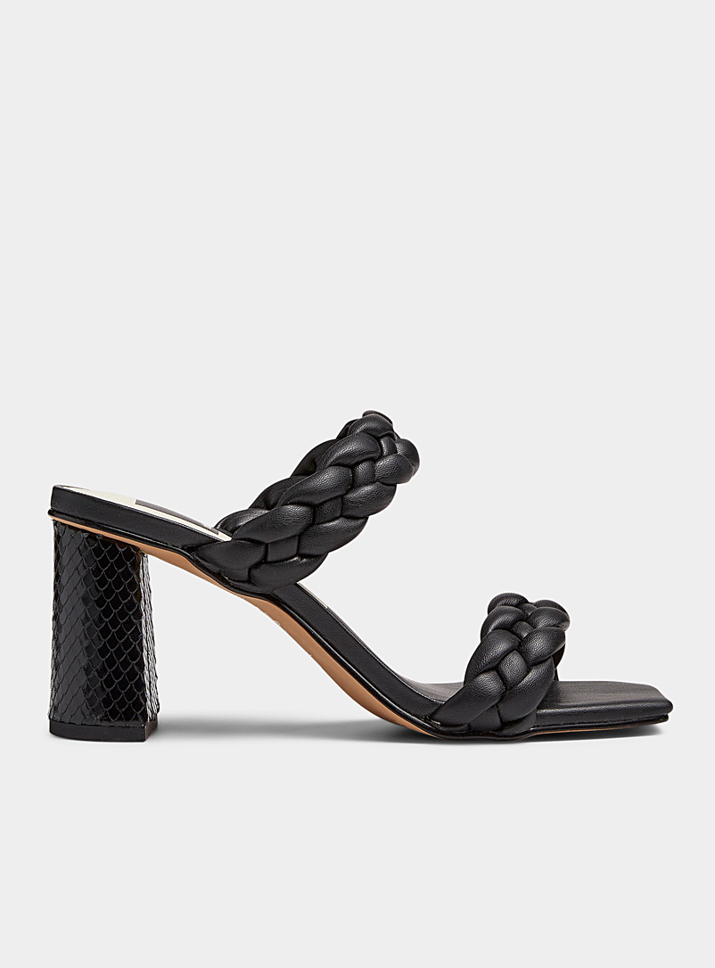 Poupées Chaussures Sandale cuir synthétique noir et blanc 7 cm 