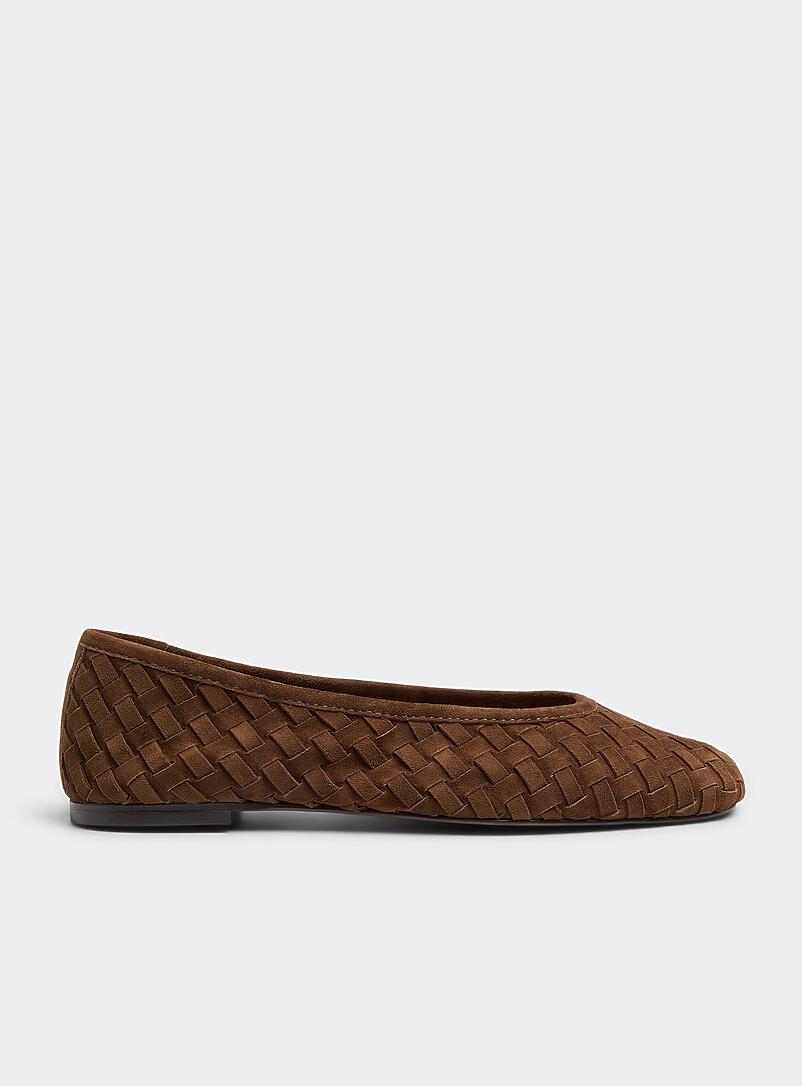 Koy Basketweave Suede Ballet Flats