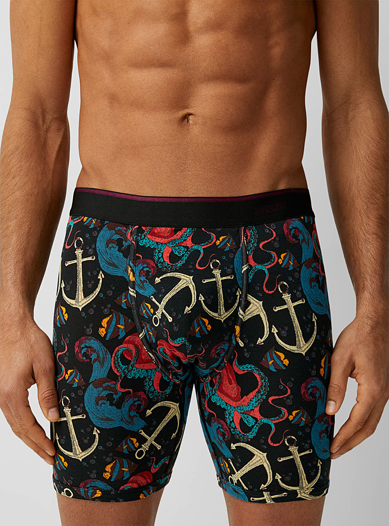 BN3TH Patterned Black Sea life boxer brief for men