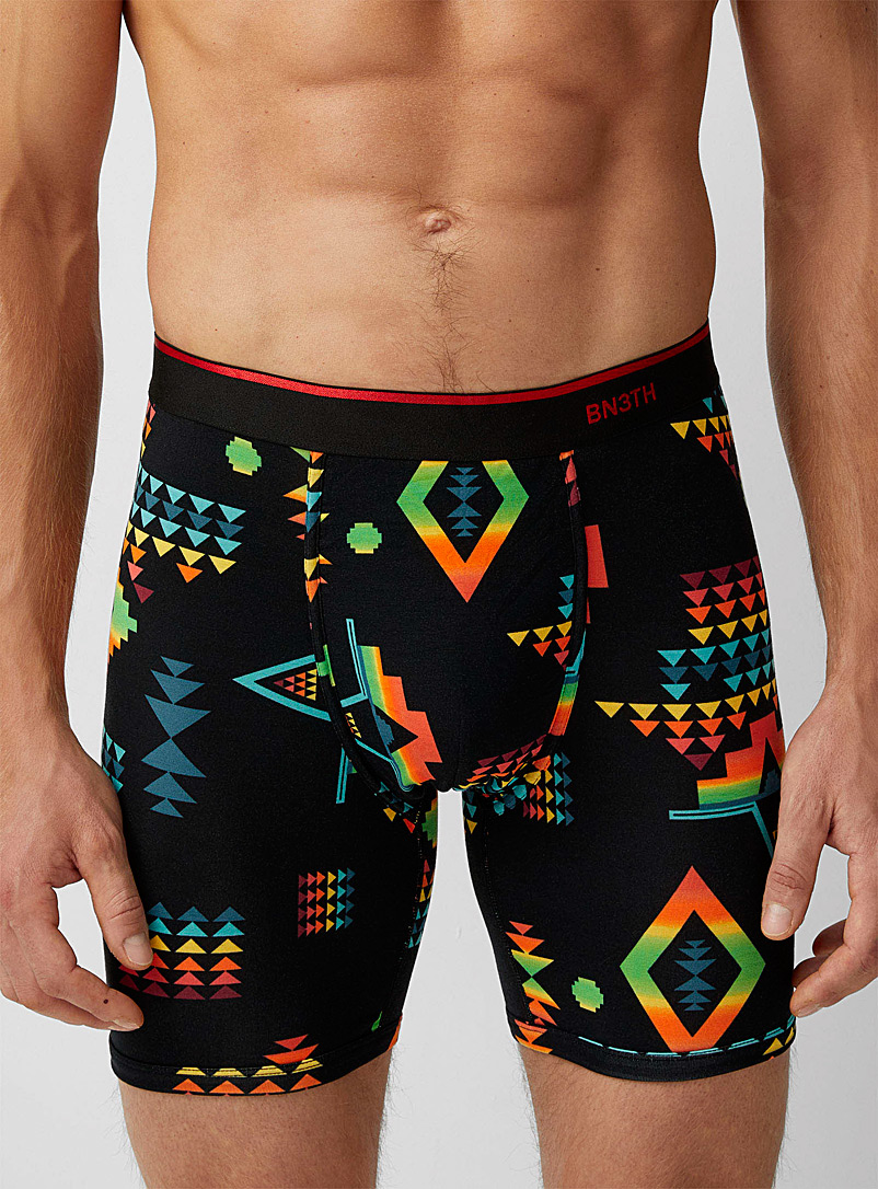 BN3TH Patterned Black Colourful geometric boxer brief for men