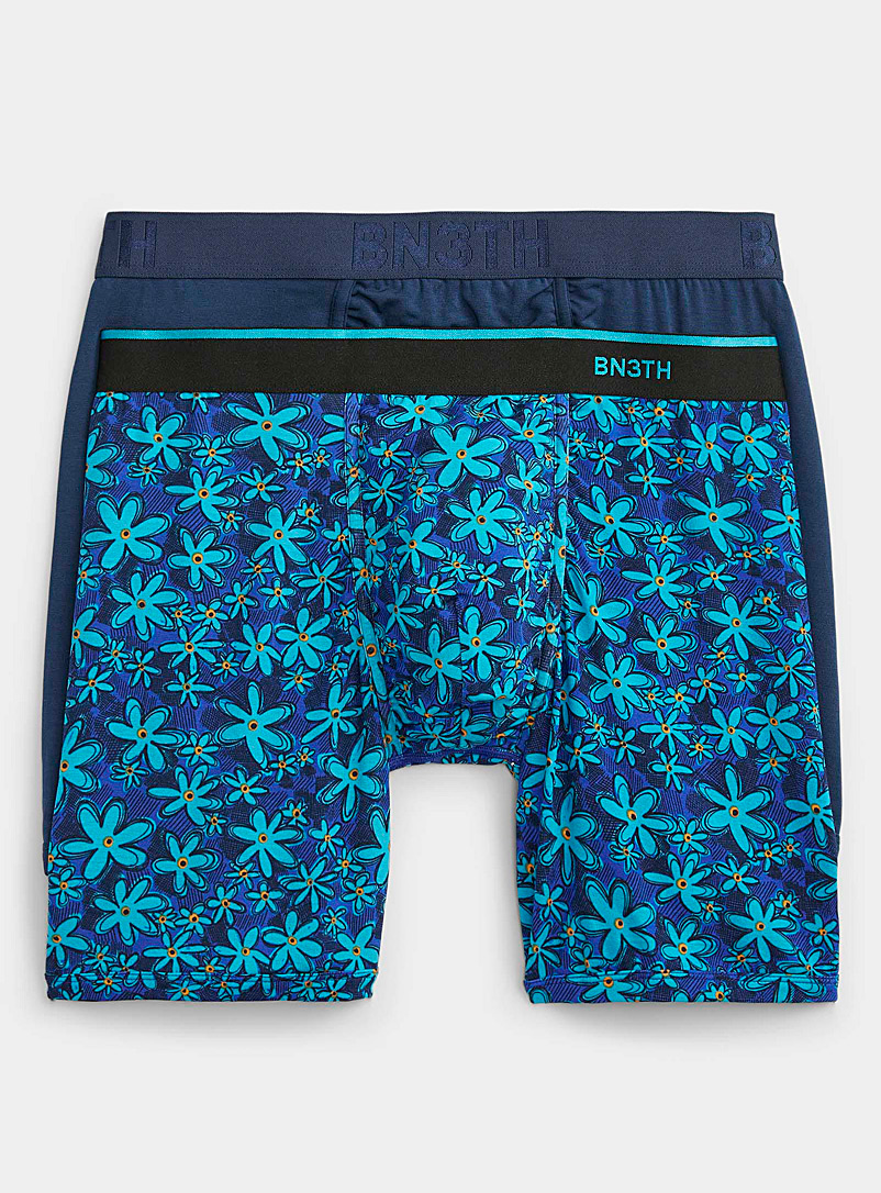 BN3TH Patterned Blue Blue flower and solid boxer briefs 2-pack for men