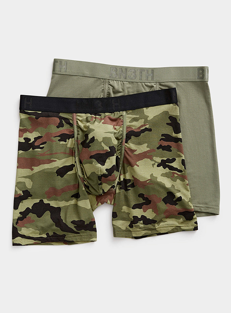 BN3TH Patterned Green Khaki and camo boxer briefs 2-pack for men