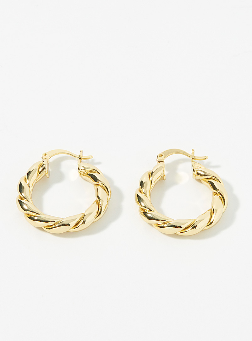 Simons: Les grands anneaux torsades dorées Assorti pour femme