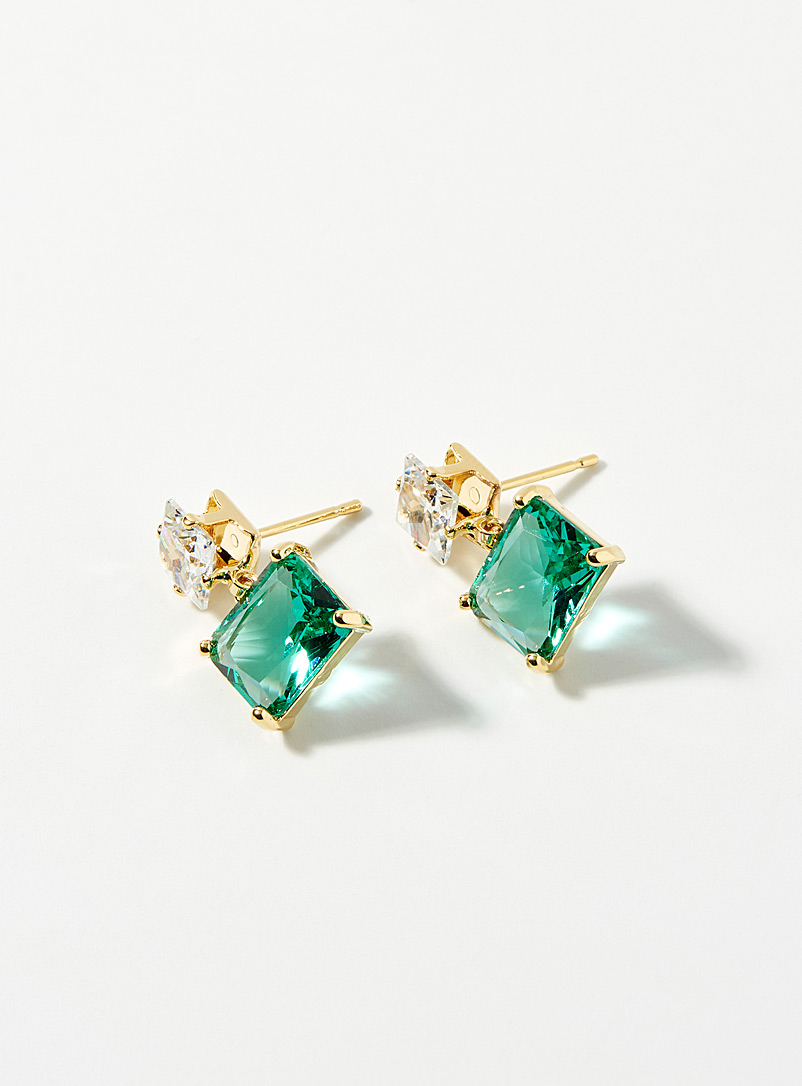Simons Patterned Green Emerald crystal earrings for women