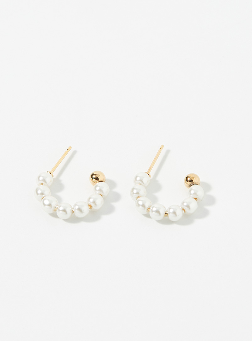 Simons: Les anneaux de perles Blanc pour femme