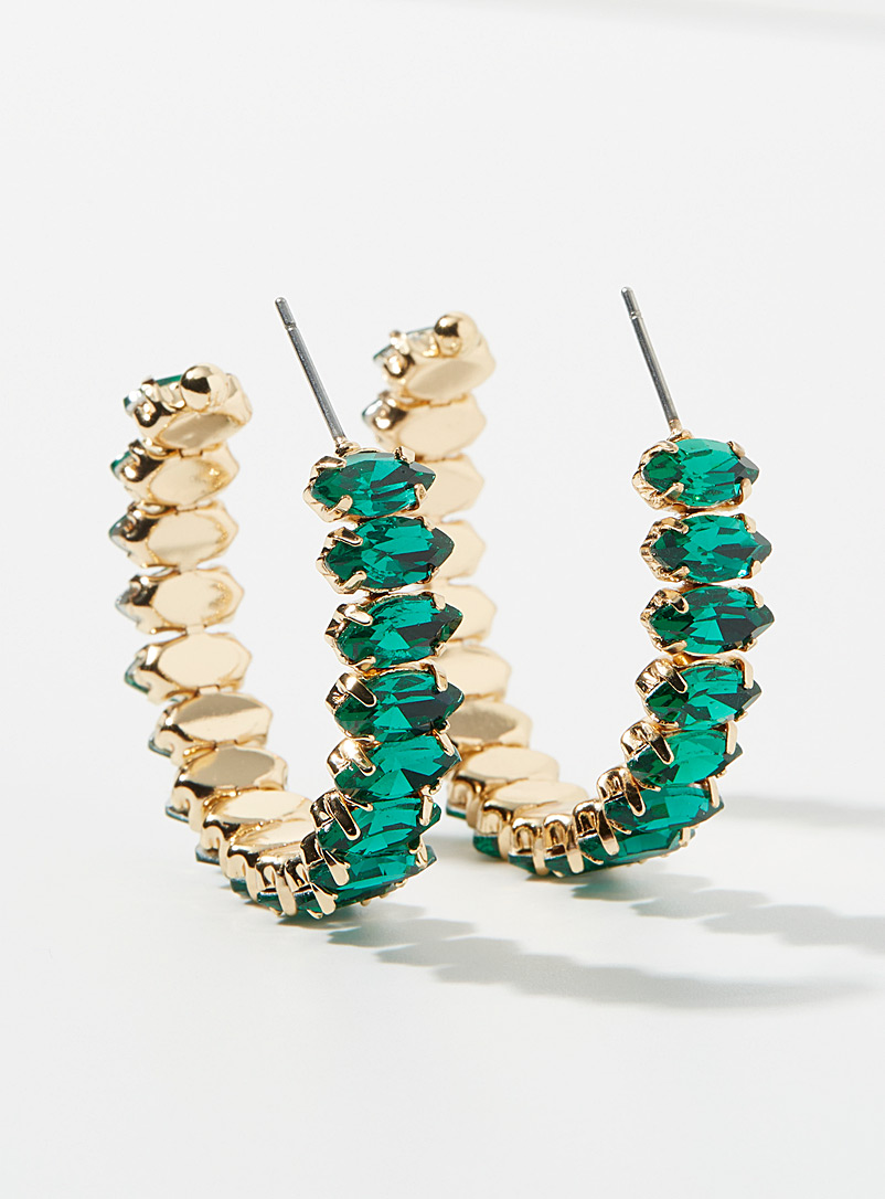 Simons Kelly Green Colourful stone solid hoops for women