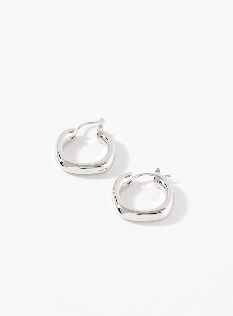 Simons Silver Square silhouette earrings for women
