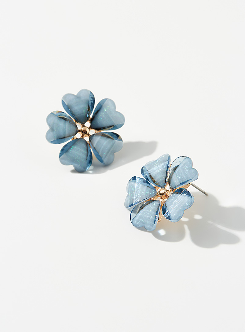 Simons: Les boucles d'oreilles fleurs acrylique Bleu moyen - Ardoise pour femme