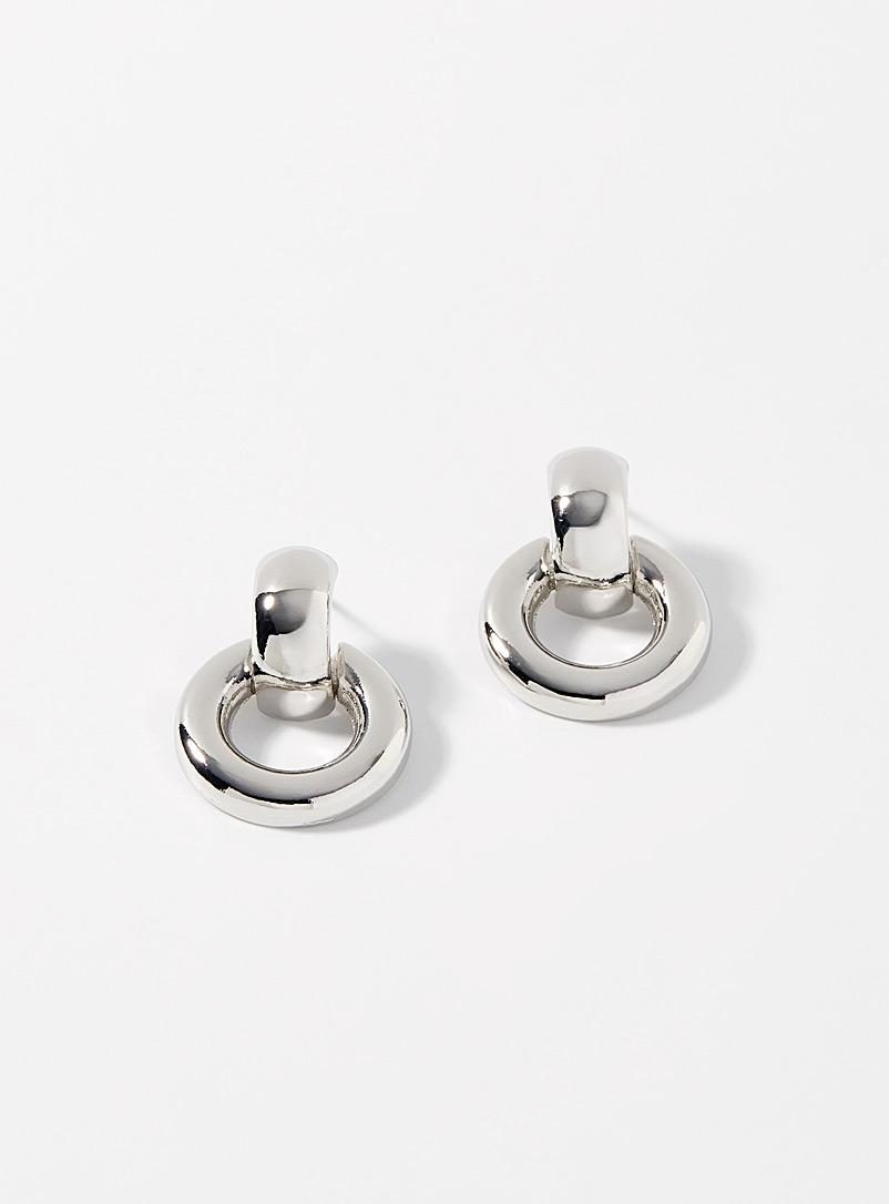 Simons: Les boucles d'oreilles anneaux métalliques Argent pour femme