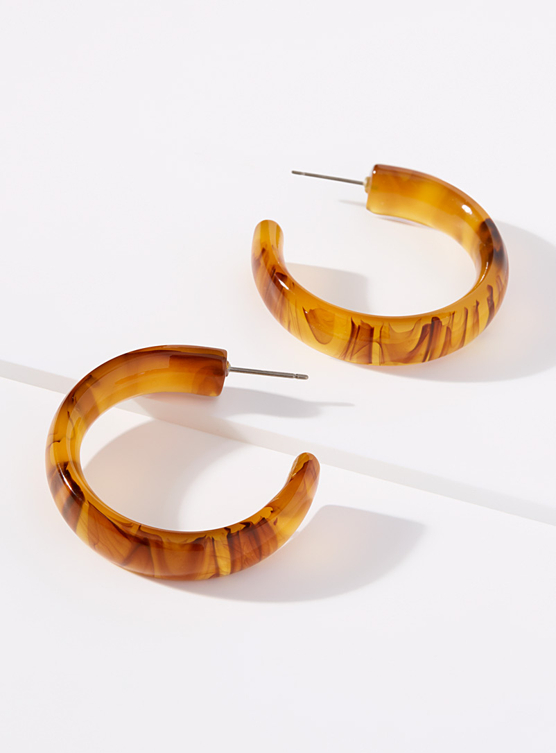 Simons Brown Large marbled hoops for women