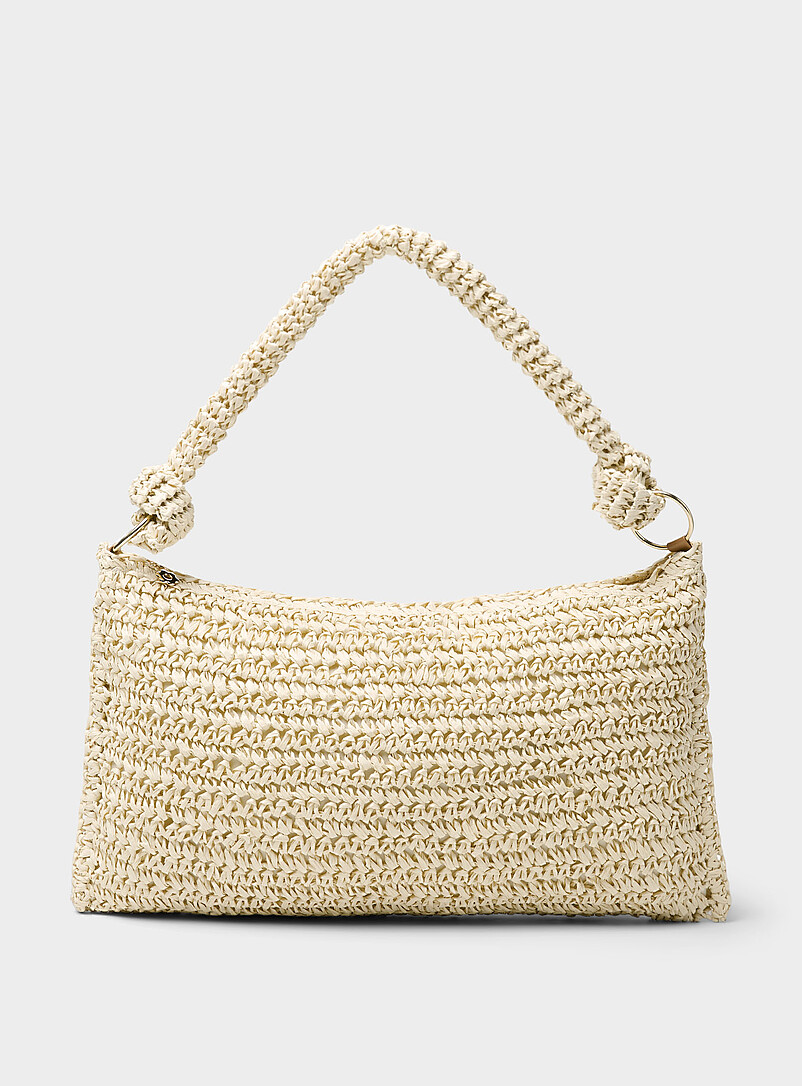 Ladies Handle Knotted tubular handle braided-straw bag | Simons | | Simons