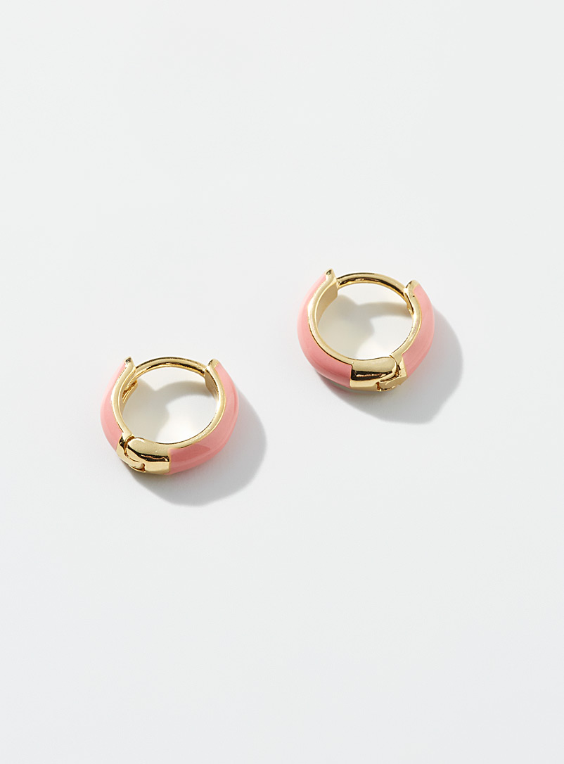 Simons Pink Small colourful enamel hoops for women