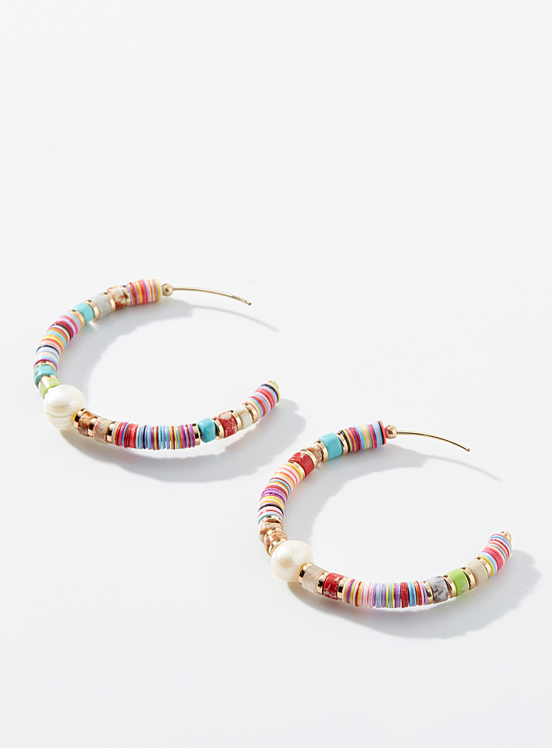 Simons Assorted Colourful candy bead hoops for women